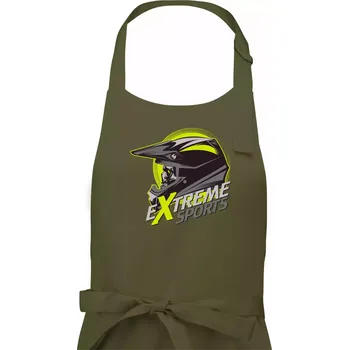 Kuchyňská zástěra Motocross extreme sports helma - Dámská zástěra na vaření - Univerzální velikost ( Khaki )