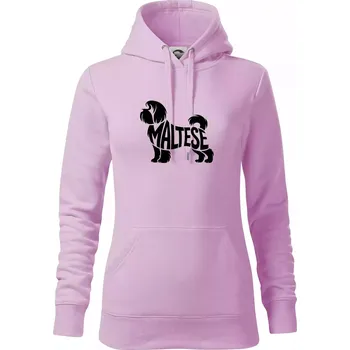 Dámská mikina Maltézský psík nápis v těle - Mikina dámská Cape s kapucí - S ( Orchid )