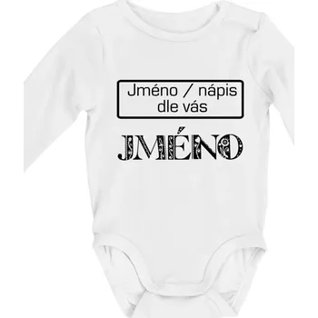 Kojenecký body Folklor - jméno - nápis - Body kojenecké s dlouhým rukávem - Dlouhý r. do 3 měs ( Bílá )