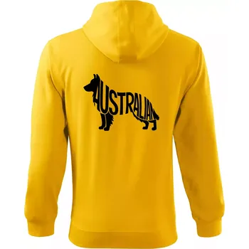 Pánská mikina Australský Ovčák - nápis v těle - Mikina s kapucí na zip trendy zipper - XL ( Žlutá )