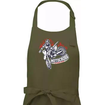 Kuchyňská zástěra Motocross extreme sport fire - Dámská zástěra na vaření - Univerzální velikost ( Khaki )