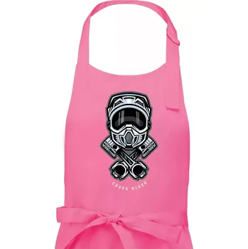 Kuchyňská zástěra Cross rider písty helma - Dámská zástěra na vaření - Univerzální velikost ( Růžová )