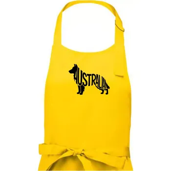 Kuchyňská zástěra Australský Ovčák - nápis v těle - Pánská zástěra na vaření - Univerzální velikost ( Žlutá )