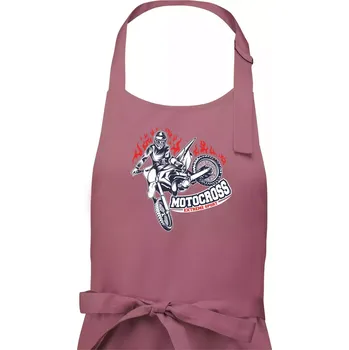 Kuchyňská zástěra Motocross extreme sport fire - Pánská zástěra na vaření - Univerzální velikost ( Starorůžová )