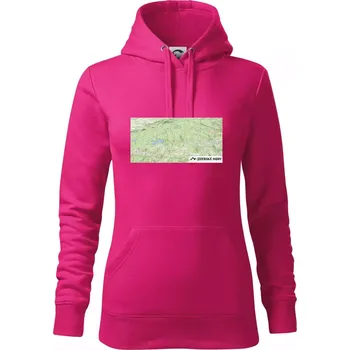 Dámská mikina Jizerské hory mapa - Mikina dámská Cape s kapucí - S ( Purpurová )