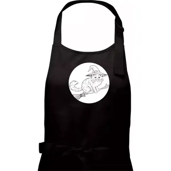 Kuchyňská zástěra Kočka na koštěti - Pánská zástěra na vaření - Univerzální velikost ( Černá )