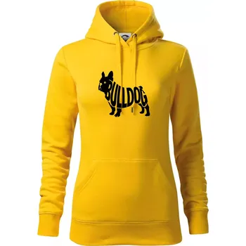 Dámská mikina Bulldog nápis v těle - Mikina dámská Cape s kapucí - XS ( Žlutá )