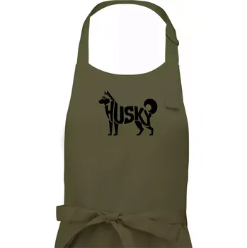 Kuchyňská zástěra Husky nápis v těle - Dámská zástěra na vaření - Univerzální velikost ( Khaki )
