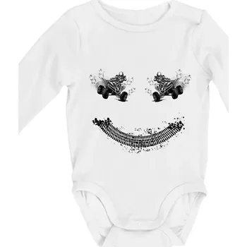 Čtyřkolka smile - Body kojenecké s dlouhým rukávem - Dlouhý r. 3-6 měs ( Bílá )
