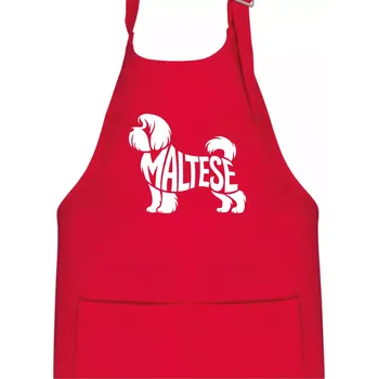 Kuchyňská zástěra Maltézský psík nápis v těle - Dětská zástěra na vaření - Univerzální velikost ( Červená )