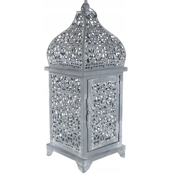 Obraz Lucerna AYLA, kovová zahradní lucerna 40 x 14 x 14 cm, rustikální šedá