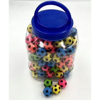 Dětský míč Míčky v designu fotbalových míčů, kaučukové gumové, 100 ks, 2,5 cm, ve sklenici