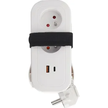 Napájecí kabel Prodlužovací Kabel přívod s vypínačem Solight 1,5 m 2 ks zásuvky bílý