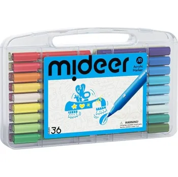 Akrylové Fixy Mideer - Sada 36 barev s hrotcem štětce