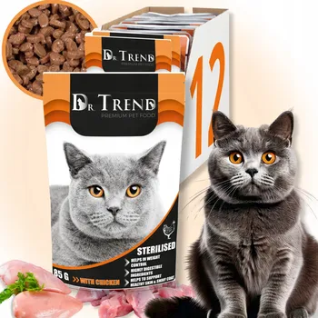 Krmivo pro kočku DR. TREND PREMIUM vlhké krmivo pro kastrované kočky s kuřecím masem 12x85g