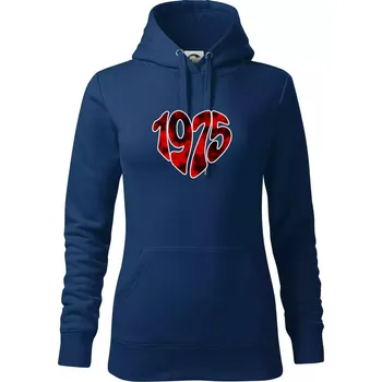 Dámská mikina 1975 v srdci - Mikina dámská Cape s kapucí - M ( Půlnoční modrá )