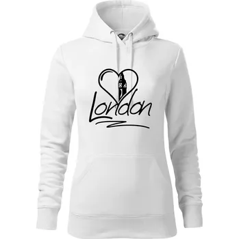 Dámská mikina London Love - Mikina dámská Cape s kapucí - L ( Bílá )