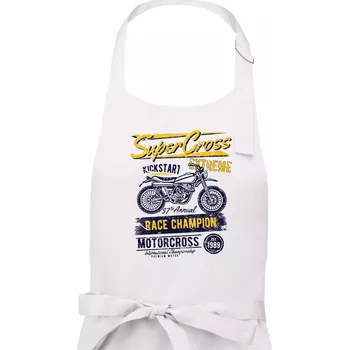 Kuchyňská zástěra Super Cross - Pánská zástěra na vaření - Univerzální velikost ( Bílá )