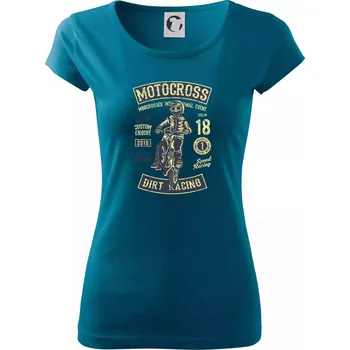Dámské tričko Moto Cross vintage - Dámské triko Pure - XS ( Petrolejová )