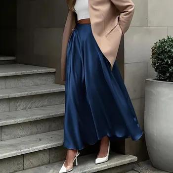 Dámské oblečení Elegantní plisovaná sukně s vysokým pasem Barva: Tmavě Modrá, Velikost: M