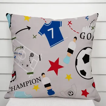 Povlak na polštářek Dětský bavlněný povlak na polštář Sandra SA-646 Fotbal to je hra - na šedém 40 x 60 cm