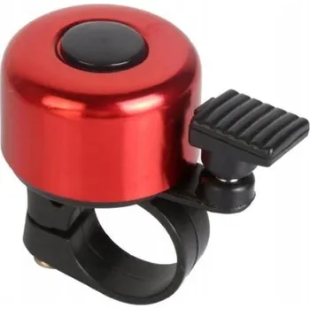 Zvonek na kolo Kovový zvonek na kolo městský na řídítka hlasitý s držákem červený