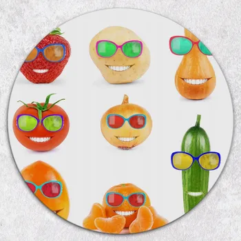 Obraz Dekorativní Kulaté Prkénko z Tvrzené Sklo na Krájení Veselé Ovoce průměr 40 cm