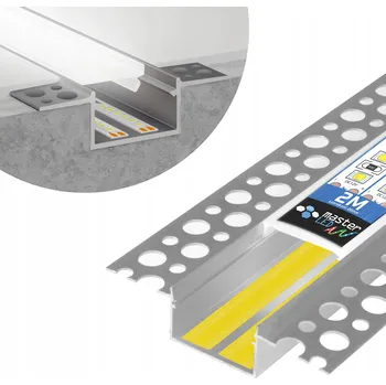 Příslušenství pro LED osvětlení LED HLINÍKOVÝ PROFIL ZAPUŠTĚNÝ do sádrokartonu/obkladů 20mm, délka 2m + kryt