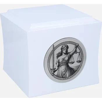 Smuteční dekorace Urna s motivem Themidy – Urna pro právníka, soudce, advokáta – Bílá