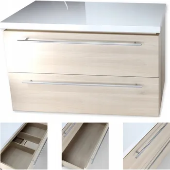 Koupelnový nábytek Závěsná koupelnová skříňka pod umyvadlo se zásuvkami, světlý dub Cersanit 90