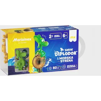 ostatní stavebnice Marioinex Vafle Drak Drak DIPLODOK a Mořská Víla - stavebnice, 60 dílů