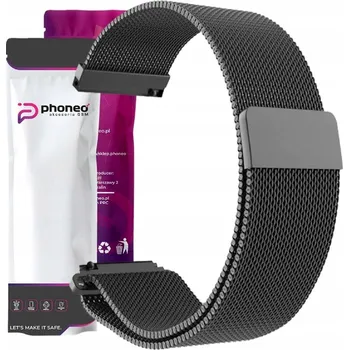 Řemínek na hodinky MAGNETICKÝ ŘEMÍNEK K HODINKÁM PHONEO PRO SAMSUNG XIAOMI GARMIN 20MM ČERNÝ