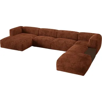 Pohovka Micadoni Terakotově červená manšestrová rohová pohovka Martina 406 cm, pravá