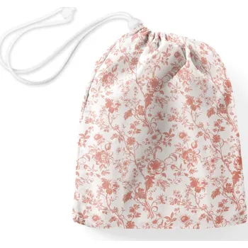 Školní sáček Bavlněný pytlík/sáček na přezůvky Sandra SA-640 Lososové květiny na bílém