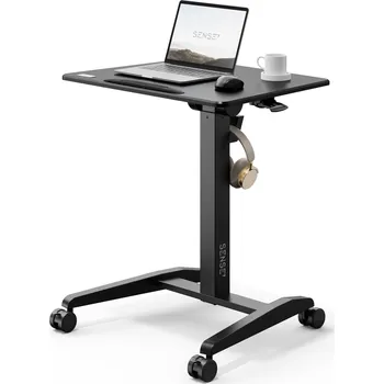 Psací stůl Mobilní psací stůl s nastavitelnou výškou, skládací stolek pod notebook, kolečka, 70x52cm Sense7