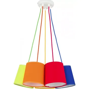 TK LIGHTING 2215 - Závěsný barevný lustr s barevnými textilními stínidly, 5 x E27 (Závěsný lustr do pokojíčku nebo obýváku)