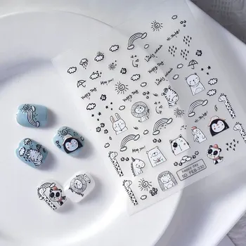 Samolepicí Vypouklé 3D Samolepky na Nehty Vzory - Zvířata, Počasí