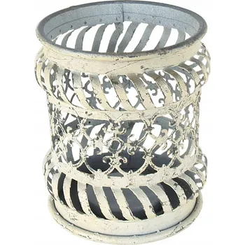 Obraz Lucerna AIDA, kovová zahradní lucerna 13 x 10,5 cm, rustikální bílá