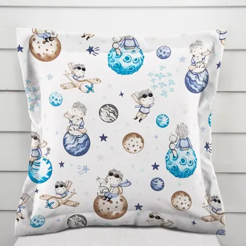 Povlak na dekorativní polštářek Dětský bavlněný povlak na polštář s lemem Sandra SA-644 Malý modrý princ na bílém 40 x 60 cm