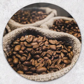 Kuchyňské prkénko Dekorativní Kulaté Skleněné Prkénko na Krájení do Kuchyně Vzory Kávových Zrn průměr 40 cm