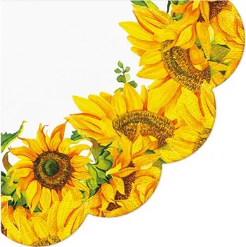 Papírový ubrousek Papírové ubrousky 12 ks Rondo Slunečnice průměr 32 cm PAW