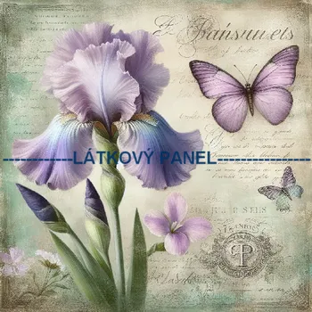 Látkový panel - Kosatec - KYT-320 Velikost: 15x15cm, Materiál: Teplákovina nepočesaná