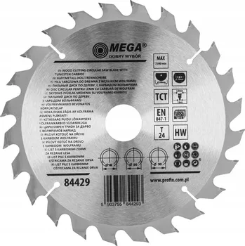 Vrták Kotoučová pila na dřevo, MDF, laminát s karbidem 200x30/20/16mm 24 zubů Mega