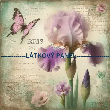 Látkový panel - Kosatec - KYT-319 Velikost: 15x15cm, Materiál: Bavlna