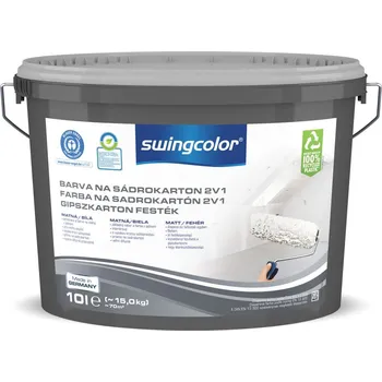 barva na zeď Swingcolor 2 v 1 Barva na stěnu a sádrokarton, bílá, matná, 10 l 6295 T0010 0