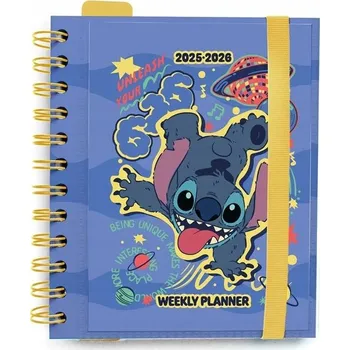 Kalendář Týdenní Kalendář Stitch 2025 | 2026, Zápisník A5, pro Děti, Disney