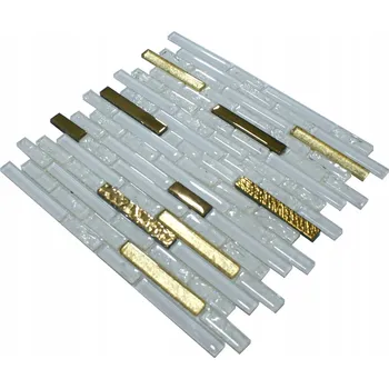 Obklad Skleněná mozaika Englass 30 x 30 cm bílá, odstíny žluté a zlatá