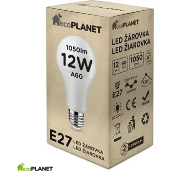 Žárovka LED žárovka ecoPLANET E27 12W 1050lm Studená bílá