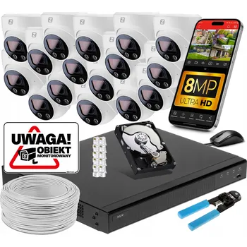 IP kamera IP POE Monitorovací Sada 16 Kamer 8MPx D8 Ultimate 16 PoE 2xSATA