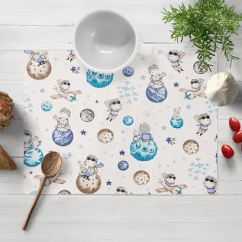 prostírání Dětské bavlněné prostírání na stůl Sandra SA-644 Malý modrý princ na bílém 30x40 cm